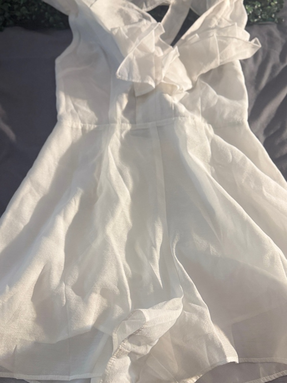 Women's White Ruffle Tie-Shoulder Romper